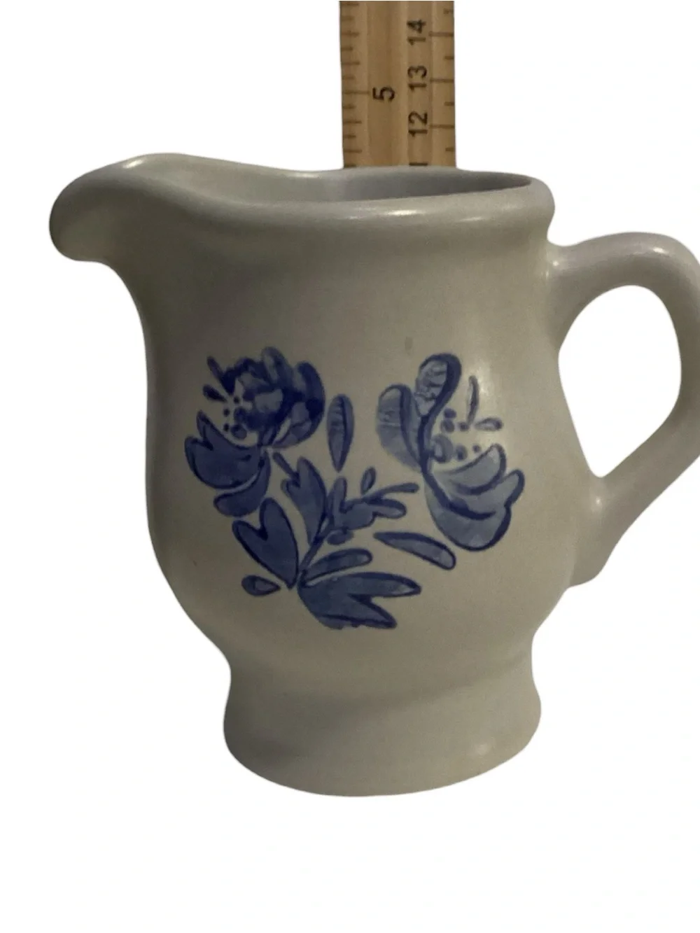 Vintage Pfaltzgraff Yorktowne Stoneware Creamer Mini Pitcher Blue Floral USA